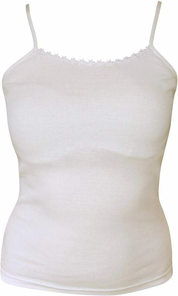 White cotton camisole vest top ladies womens - Image 1 of 1