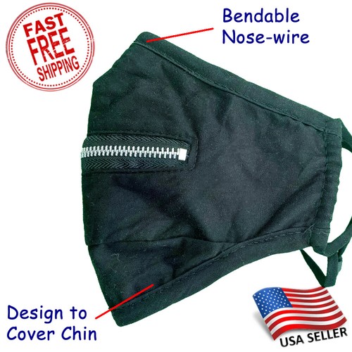 Breathable Reusable Triple Layers Cloth Mask with Zipper Large Size for Adult - Picture 21 of 86