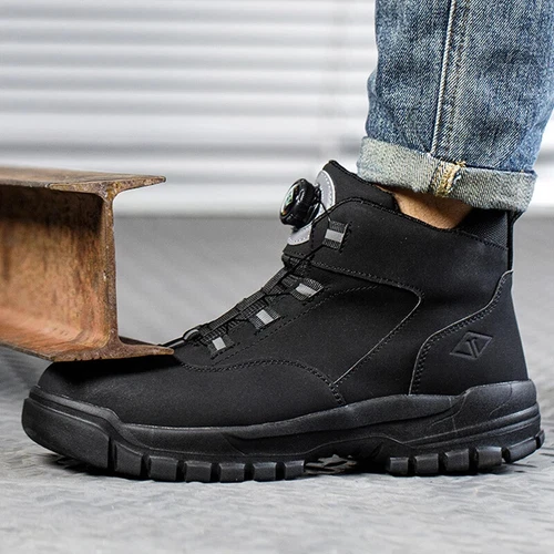 Work Safety Boots Steel Toe Shoes Men's Rotating Buttons Protective Shoes - Picture 17 of 29