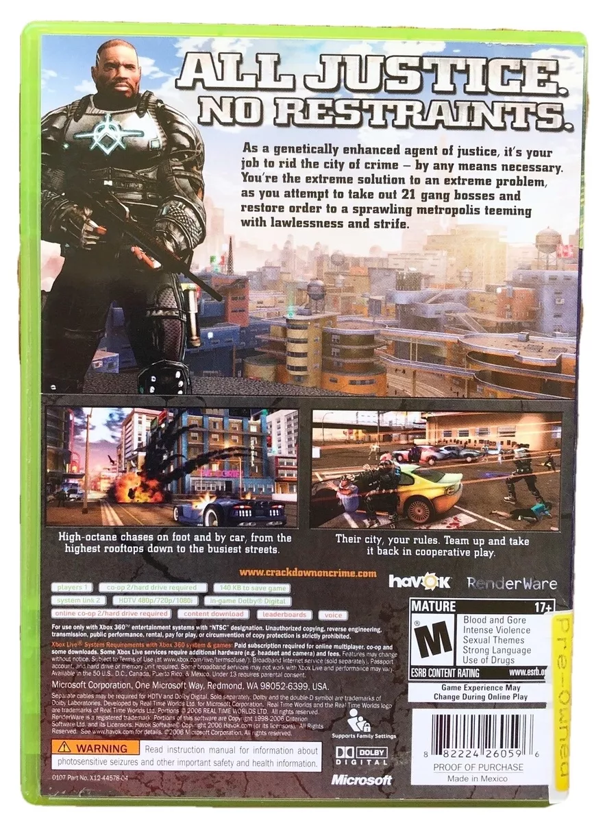 CRACKDOWN 2 game complete w/ manual, map & unused download code XBOX 360