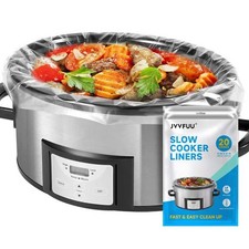 JVVFUU Slow Cooker Liners 3-8 Quart, 20 Count L, Transparent