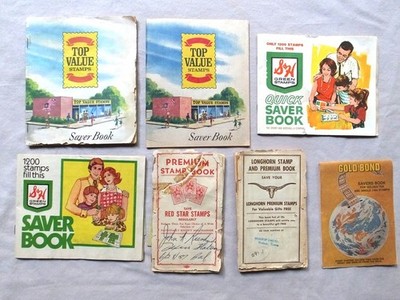 Used LONGHORN STAMPS RED STAR STAMPS GOLD BOND S&H GREEN STAMPS TOP VALUE STAMPS