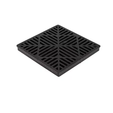 12 In. Square Catch Basin Drain Grate, Black Plastic