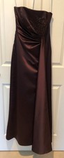 FORMAL GOWN by DAVID'S BRIDAL PLUM Brown Strapless Dress w Beaded Bodice Sz 6