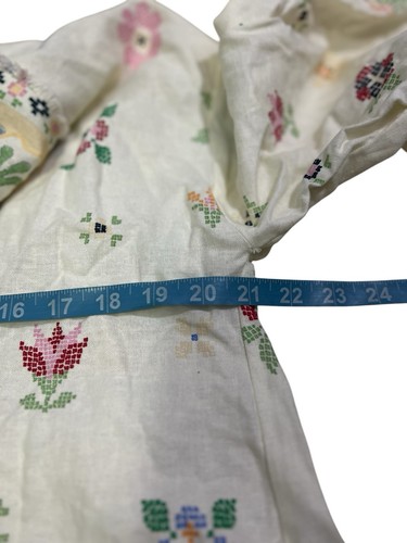 ZARA OVERSIZED Small ECRU LINEN FLORAL PRINT TUNIC DRESS KAFTAN New With Tags - Picture 8 of 13