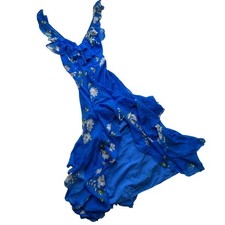 Asos Design Blue Ruffle Trim Dipped Hem Maxi Dress US Size 4