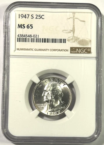 1947s Washington Silver Quarter MS65 NGC, Blast White!