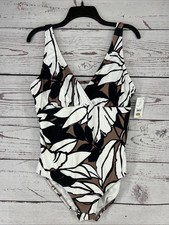 Lands' End Women's Floral Print V-Neck One Piece Swimsuit