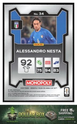 2026 Panini Prizm Monopoly FIFA World Cup #34 Alessandro Nesta
