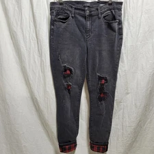 Judy Blue Jeans Skinny Fit Buffalo Patch Black Distressed Size 13/31 JB82191BK