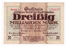 Drezno, gmina miejska 30 miliardów marek 1. Listopad. 1923 gebr.