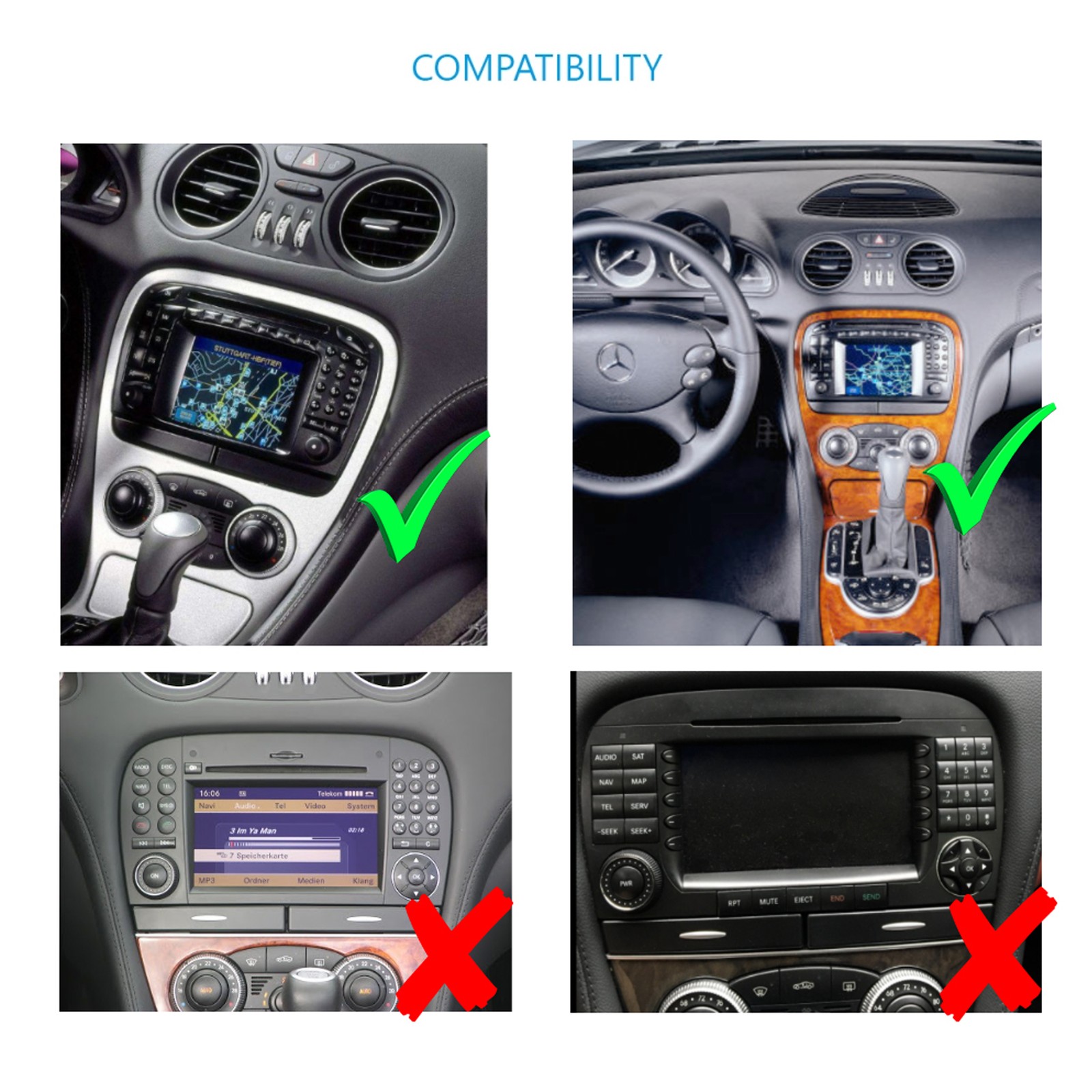 Mercedes Benz SL R230 BOSE Autoradio Android 7" Touchscreen GPS Navi CarPlay foto 2