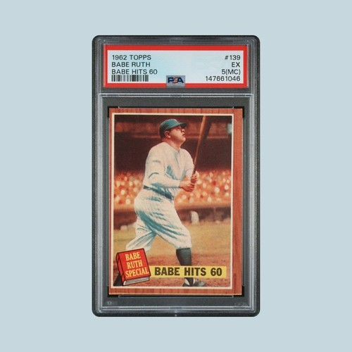1962 Topps #139 Babe Hits 60 Babe Ruth HOF. PSA 5 (MC)