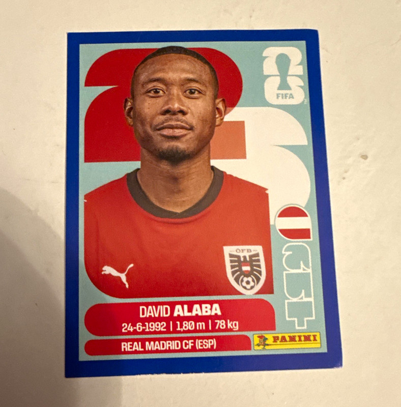 Panini FIFA World Cup 2026 AUT 4 David Alaba Player Portrait Sticker Austria