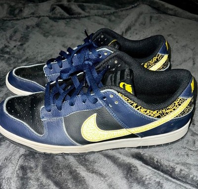 Nike Dunk Low ''Vintage Michigan'' Men's Size 12 Sneakers   Blue/Black/Yellow