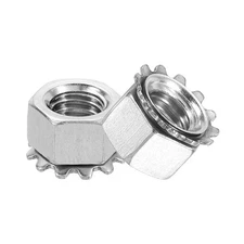 25Pcs 3/8"-16 K-Lock Nut with External Tooth Washer, 304 Stainless Steel Silver