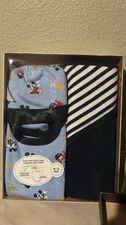 Disney Mickey Baby Boxed Gift Set 0-3 mo-Blanket/Beanie/jumpsuit-“Just Begun”
