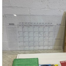 Guardmate Monthly Calendar Acrylic Dry-Erase Board 28" x 20" Wall-Mount Markers