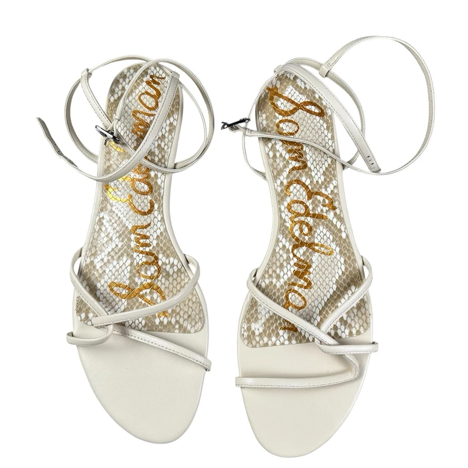 Sam Edelman Ellina Strappy Flat Sandals Women’s 9.5 Cream Leather Ankle Strap - Image 2 of 4