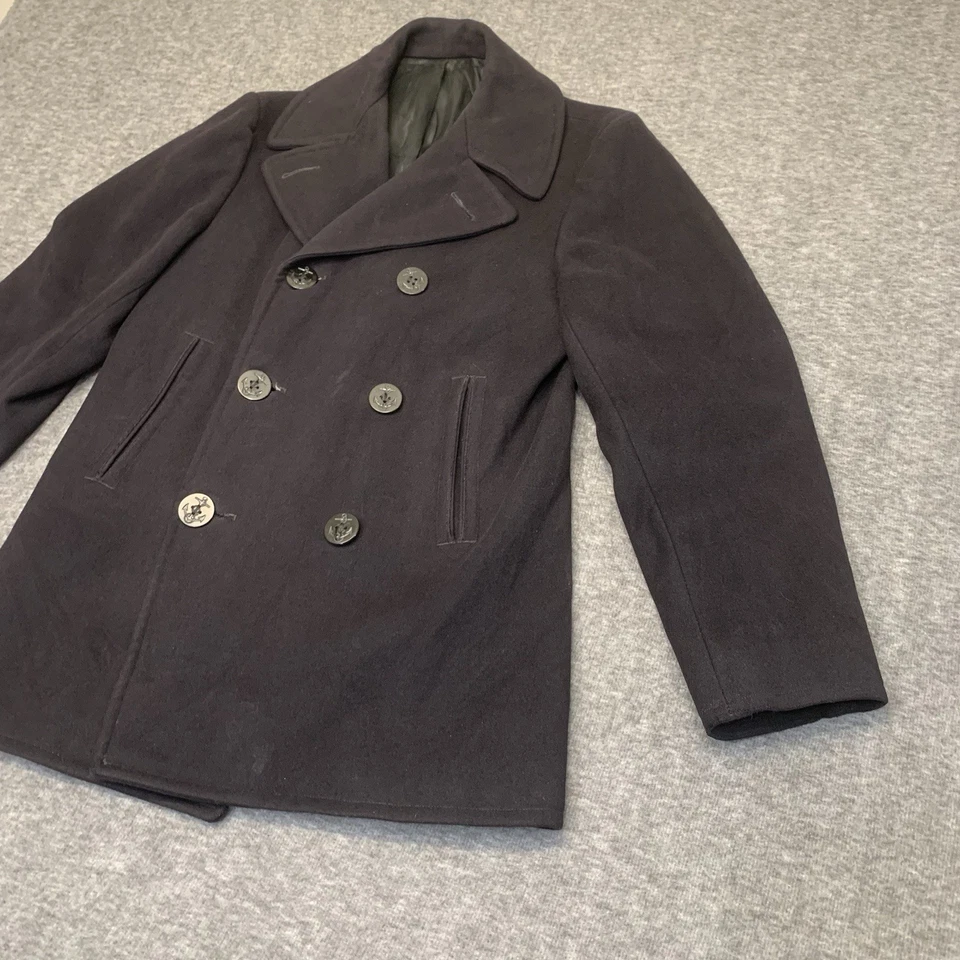 Vintage 1960's U.S. Navy Double Breasted Peacoat 100% Wool Navy Blue Men's sz 36 - Image 3 of 4