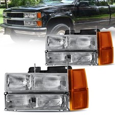 Front Lamps Headlights Assembly For 1994-1999 Chevrolet C1500 Suburban Silverado