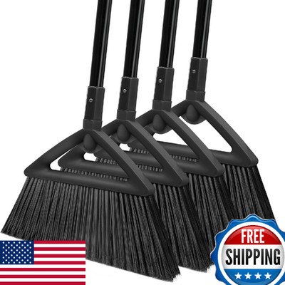 SZJYHQY 4PCS Heavy Duty Broom Indoor Outdoor Angle Broom Long Pole Courtyard Gar