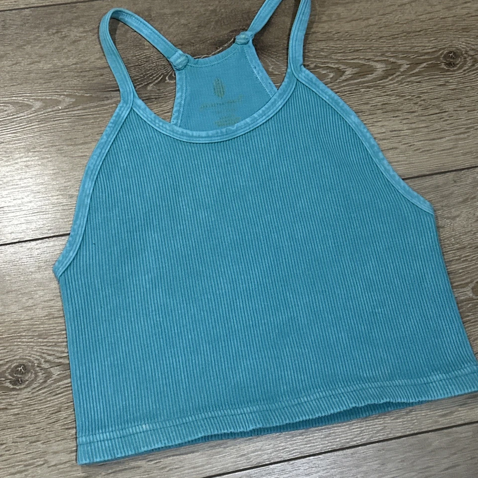 Camiseta sin mangas recortada acanalada FP Movement Free People Happiness Runs para mujer M/L azul Foto 3 de 4