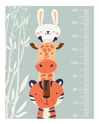 Charming Animal Stack Height Chart Poster Wall Art Premium Quality