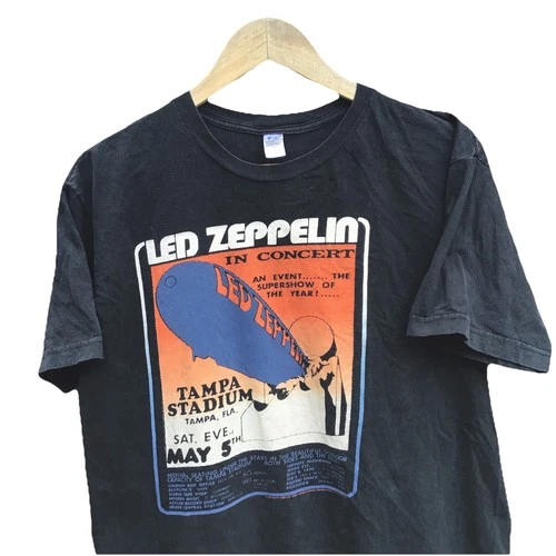 Led Zeppelin Tampa Stadium Concert T Shirt Black Vintage Ret 2000s vintage concert t-shirt, vintage, size L, single stitch, B+ condition