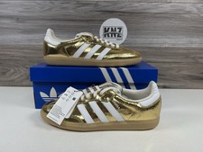 Adidas SAMBA OG 'Cracked Leather' Gold Metallic White KI5719 Women's SIZES
