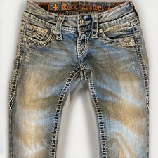 Rock Revival jeans Junior Women  s 23 Gems Embroid Great Condition Susan Straight