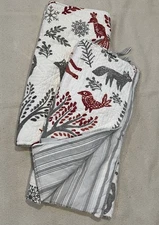 Levtex Woodland Winter Scene Quilted Pillow Sham Set 2 King, White Multi