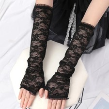 Summer Lace Arm Sleeve Women Long Mesh Arm Cover Sun UV Protection Fingerless Ar