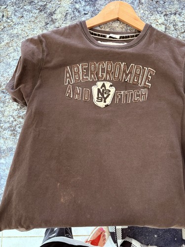 Abercrombie & Fitch Vintage Logo Men’s Tee Brown M Muscle Embroidered T Shirt - Picture 3 of 6