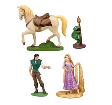 4pc Tangled Rapunzel Flynn Horse Playset 4 Figure Cake Topper Toy Doll Set