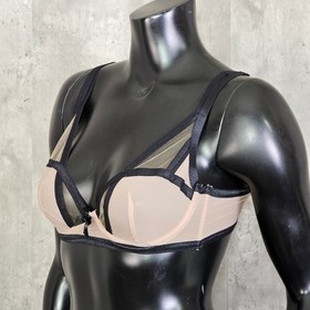 Agent Provocateur Joan Balconette Underwire Bra Sheer Nude Black 36B Luxury