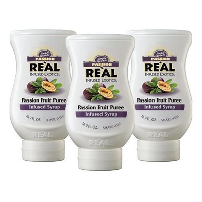 3 Pack 16.9 FL OZ Passion Fruit, Passion Fruit Puree Infused Syrup, Squeezable