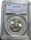 1962 P Washington Silver Quarter PCGS MS 65  Great Coin Nice Condition #82