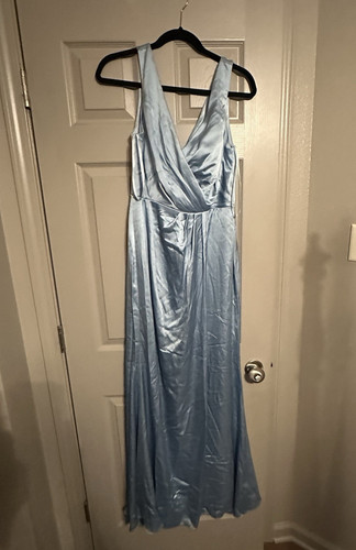 Revelry Satin Light Blue Sleeveless Bridesmaid Dress Size 12