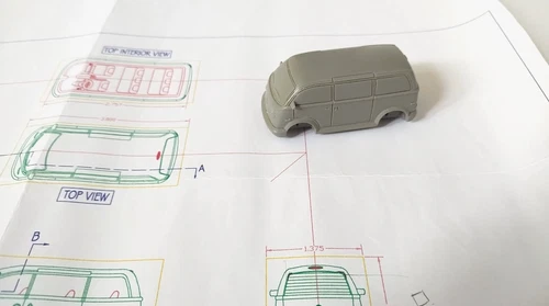 1999 Matchbox VW Microbus Car Resin Prototype + Concept Vehicle Drawing