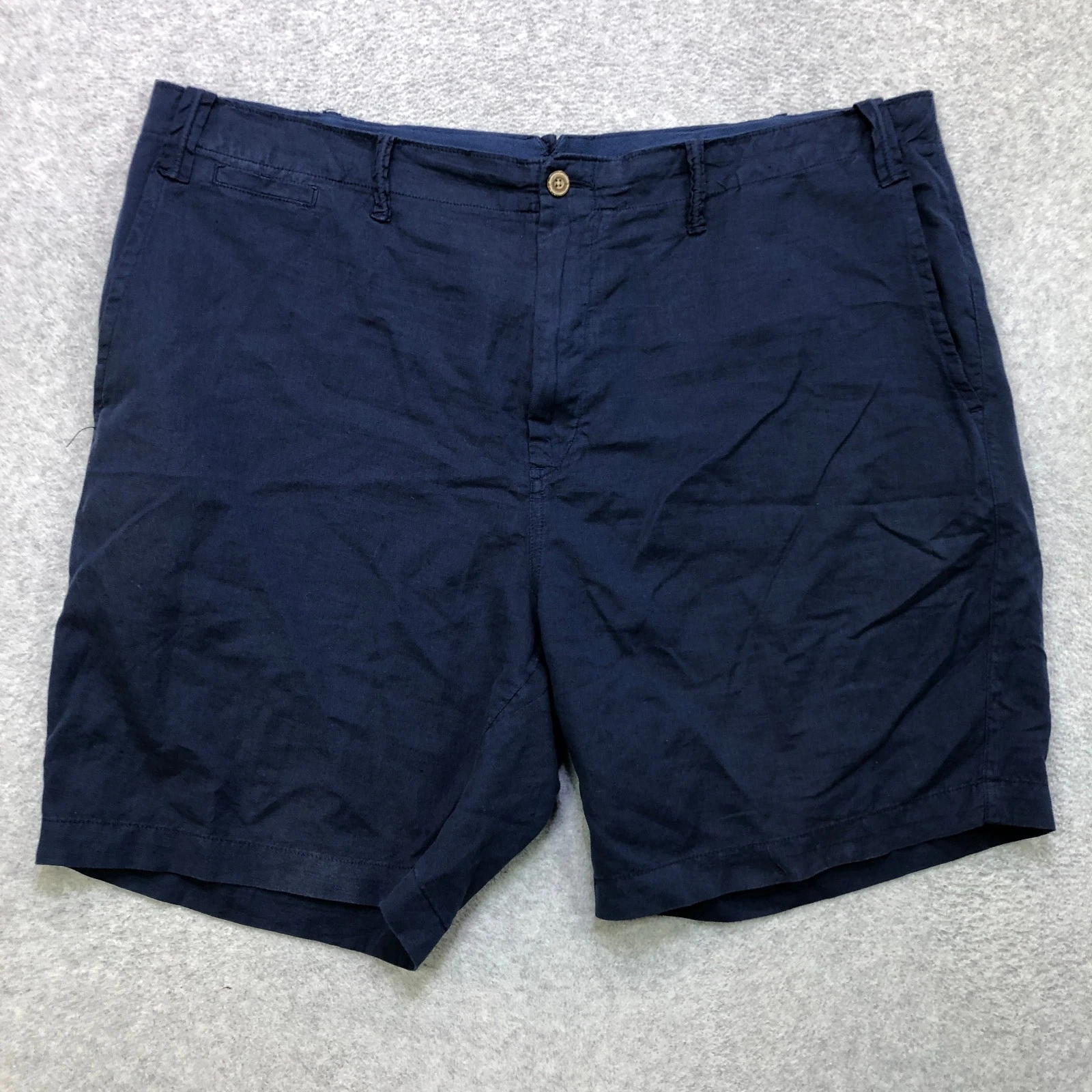 Polo Ralph Lauren Shorts Men's 42 Blue Linen Blend Classic Fit Chino Flat Front