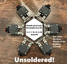 Unsoldered Arcade/Pinball Resettable Fuse Circuit Breakers 3 5 7  10 15 20 Amp A