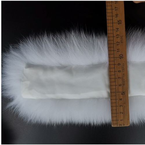 Women Men 100% Natural Fox Fur Collar Scarf 90*15cm Real Fur Trims Detachable - Picture 15 of 48