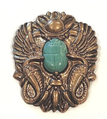 Egyptian Revival 1930's Winged Scarab, Cobra, Solar Disk Brooch Pin