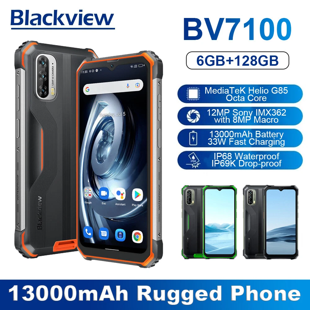13000mAh Blackview BV7100 IP68 SmartPhone 6GB+128GB 33W Charging Global Version