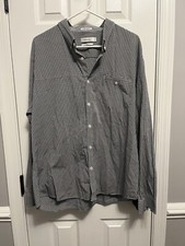 Calvin Klein Mens Button Down Shirt Slim Fit Checked Plaid Black White XXL