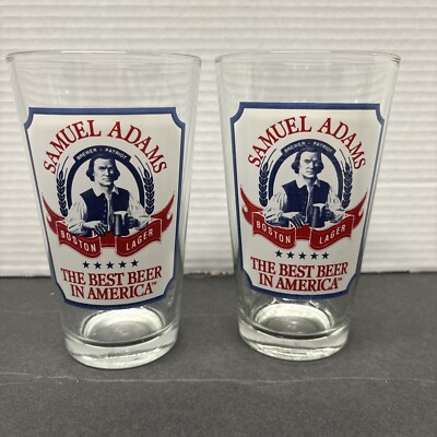 Samuel Adams Pint Beer Glass The Best Beer Boston Lager Massachusetts - Set Of 2
