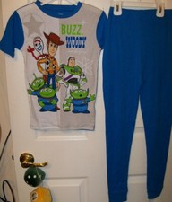 Toy Story Buzz Woody Blue Long 2 Piece Pajama PJ Set Boys Size 10 NWT