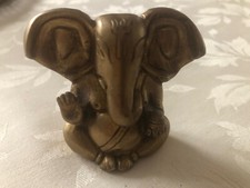 Hindu Statue Brass Ganesh Murti Sitting 2.5"