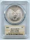 2003 $1 American Silver Eagle 1oz Dollar PCGS MS70 Robert Parish